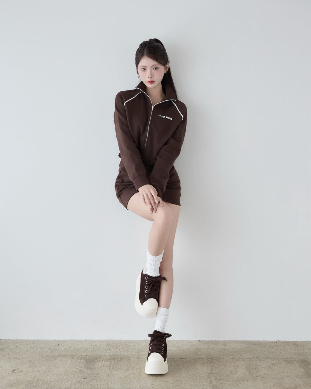 platform suede sneaker  BROWN　