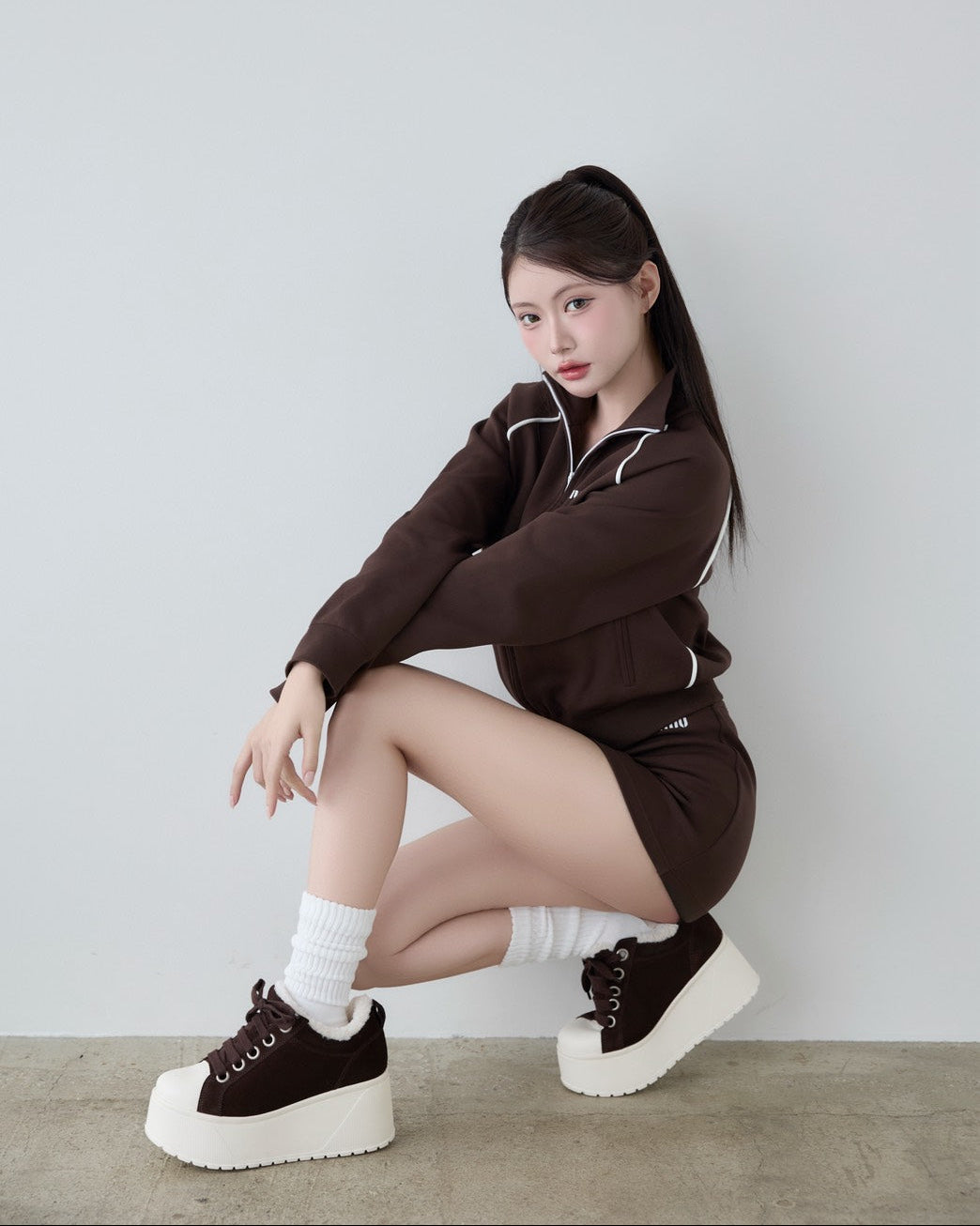 platform suede sneaker  BROWN　