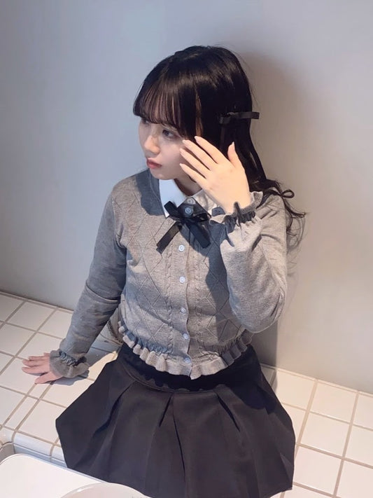 ダイヤ柄リボンニット CPA40012