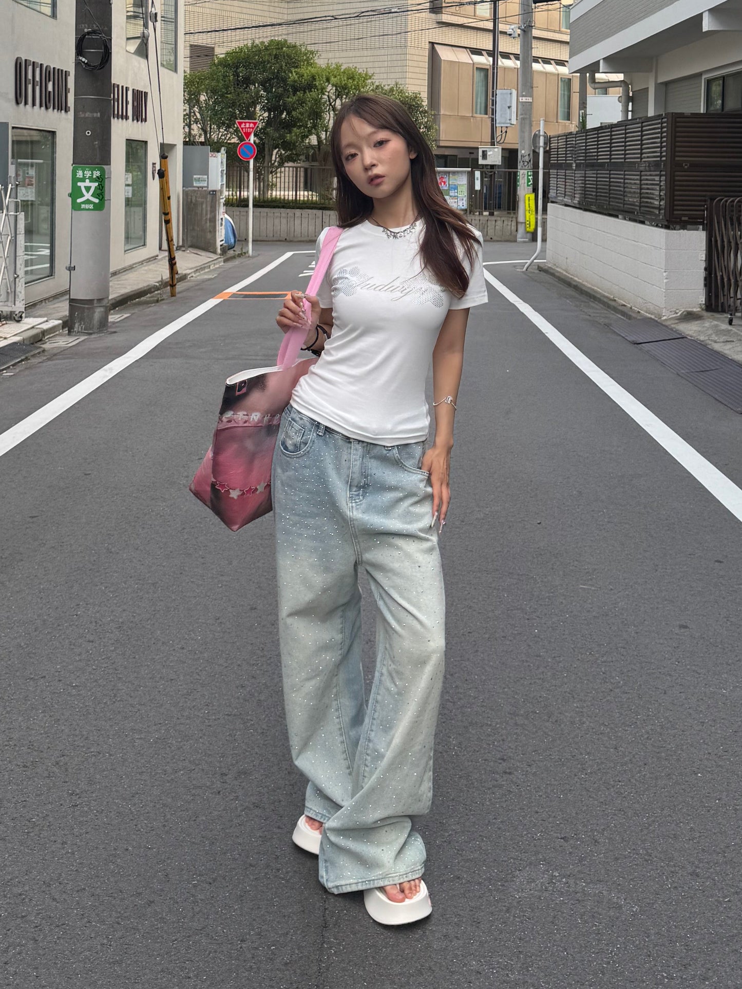 ラメストレートデニムパンツ DPB86071