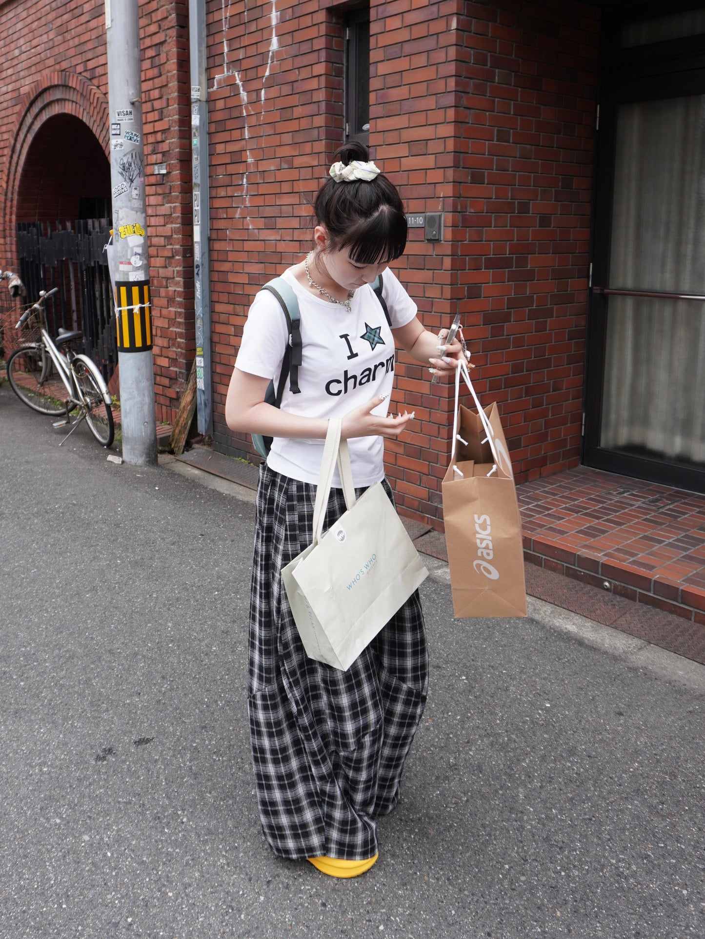 切替デザインチェックワイドパンツ DPB85215