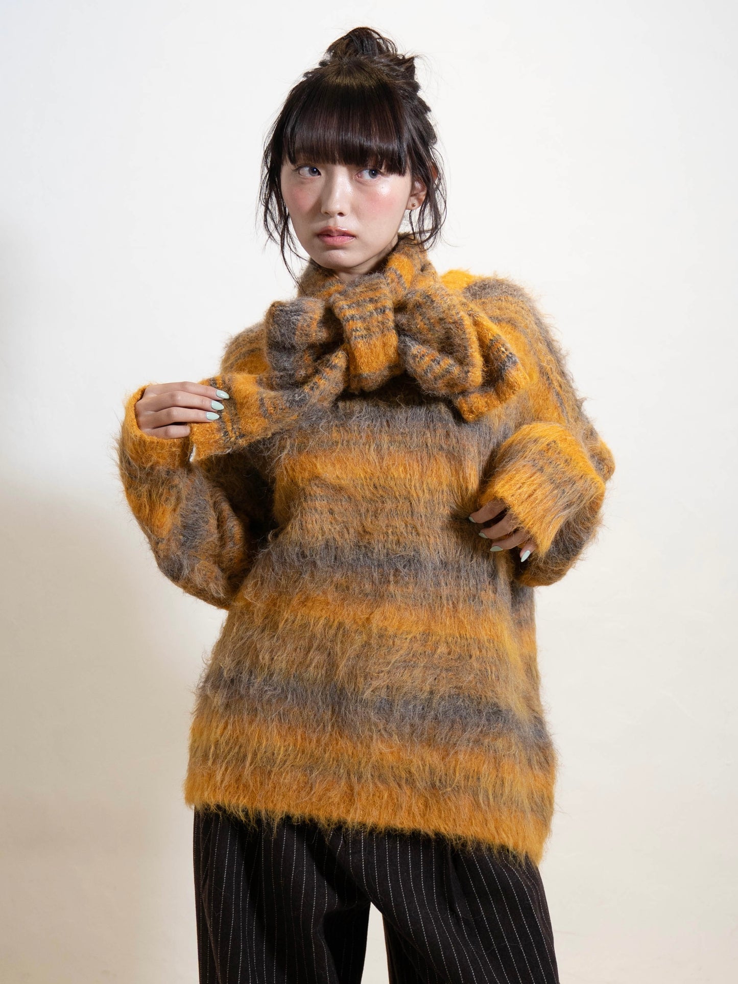 リボンマフラーボーダーニット DPC02005