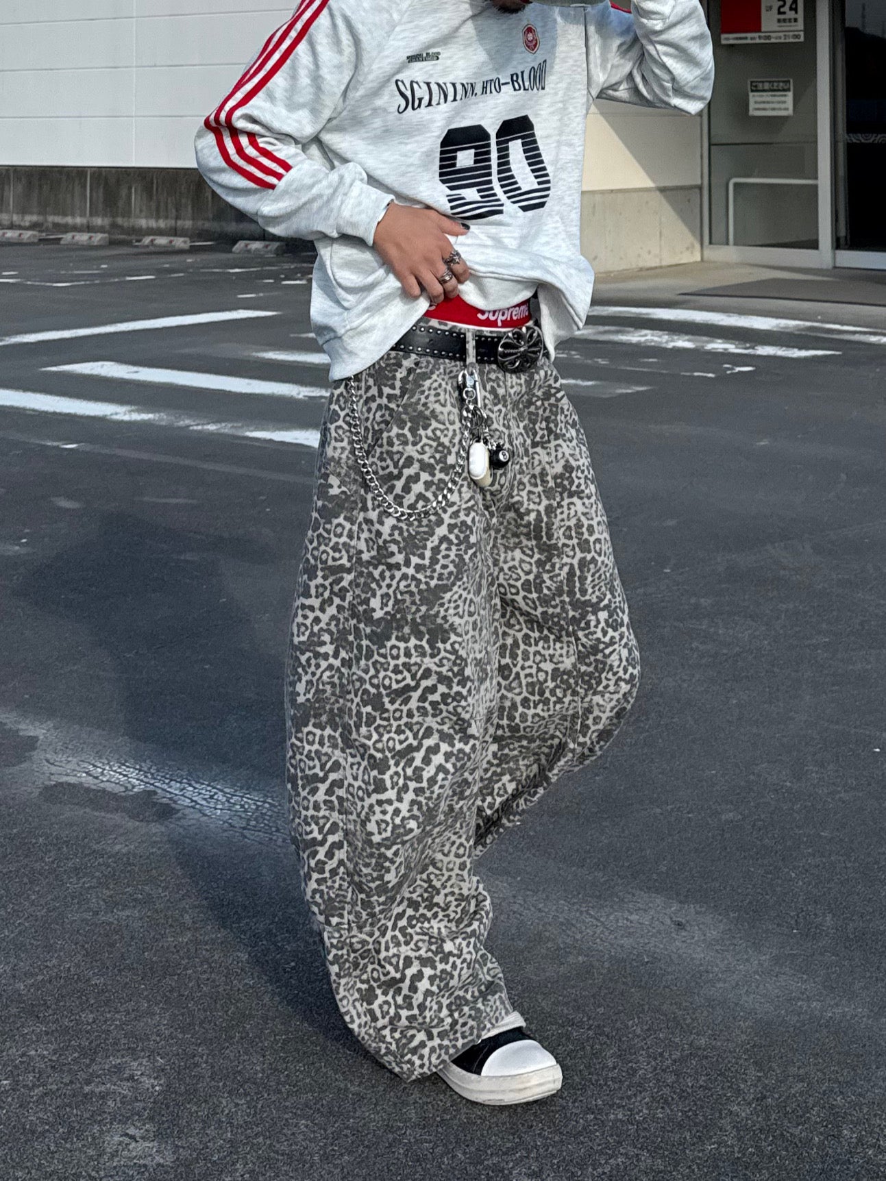 ライトグレーレオパードパンツ DPB90013