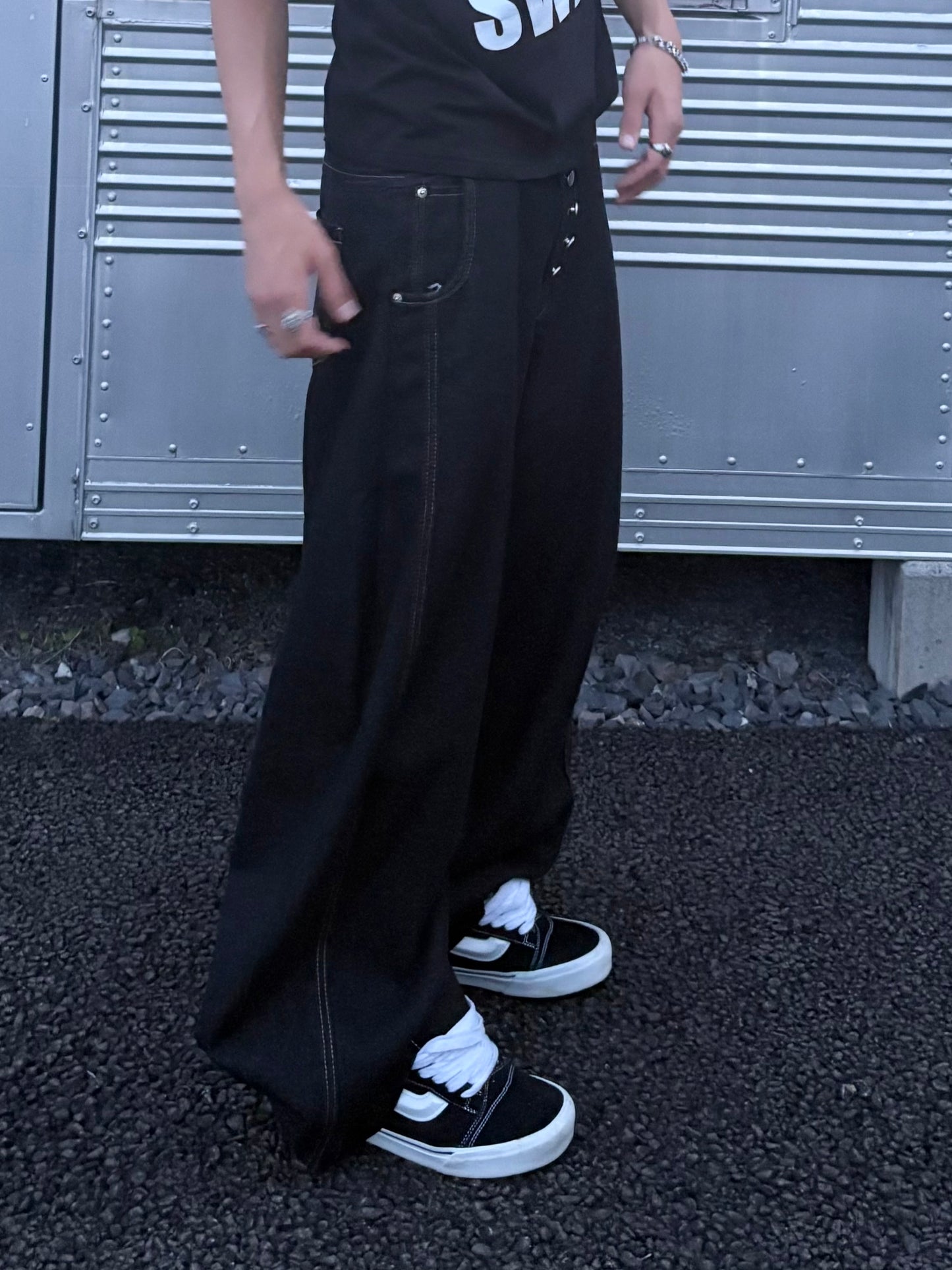 ボタンフライワイドデニムパンツ DPC10040