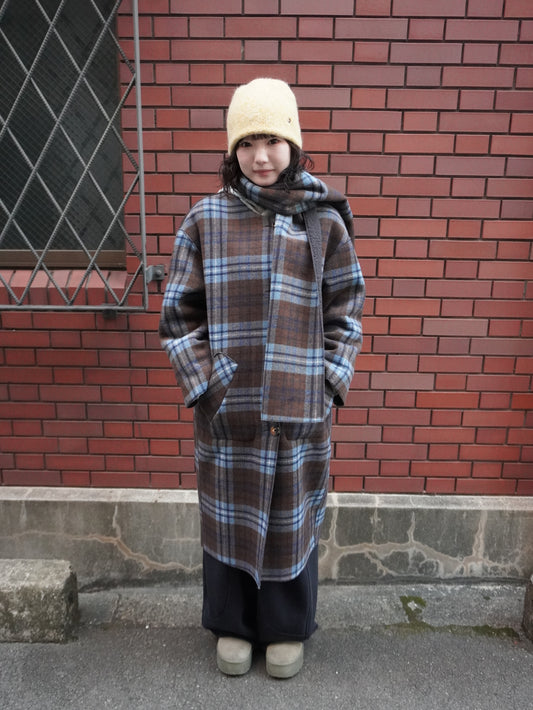 チェック&ボアリバーシブルロングコート DPB85419