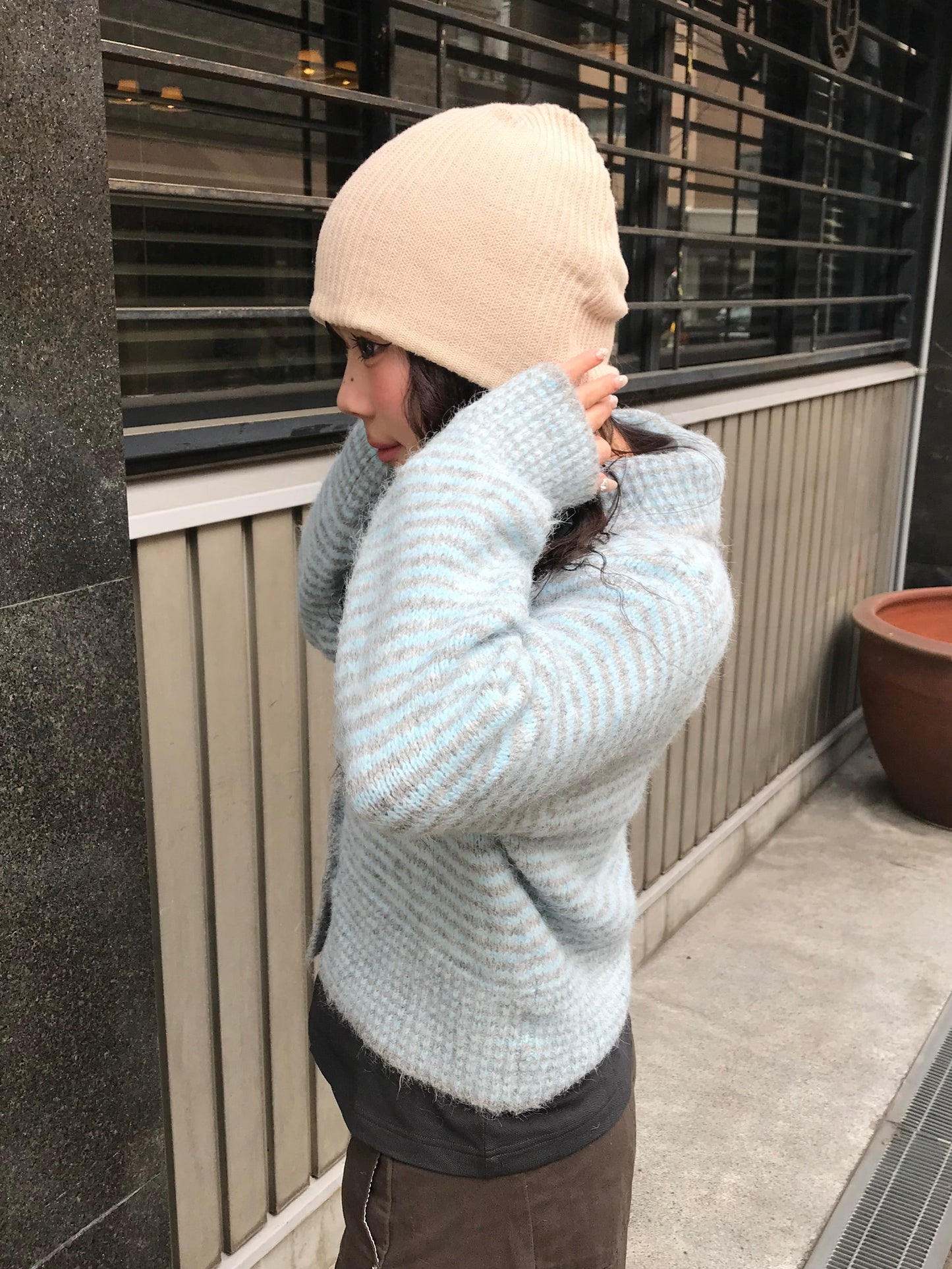 ニットボーダーポロトップス DPB89188