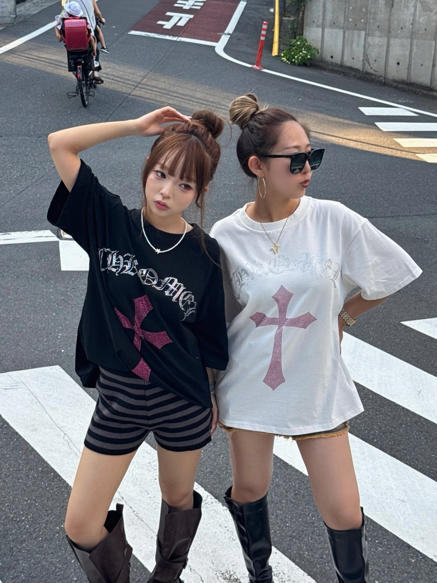 【即納】クロスストーンオーバーサイズTシャツ DPB73666S