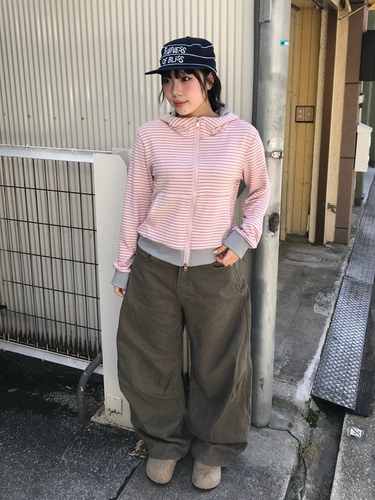 ボーダーピンクジップパーカー DPB89191