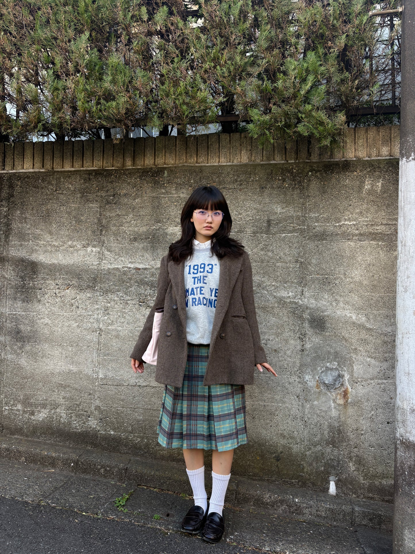 ライトグリーンプリーツチェックスカート DPA43739