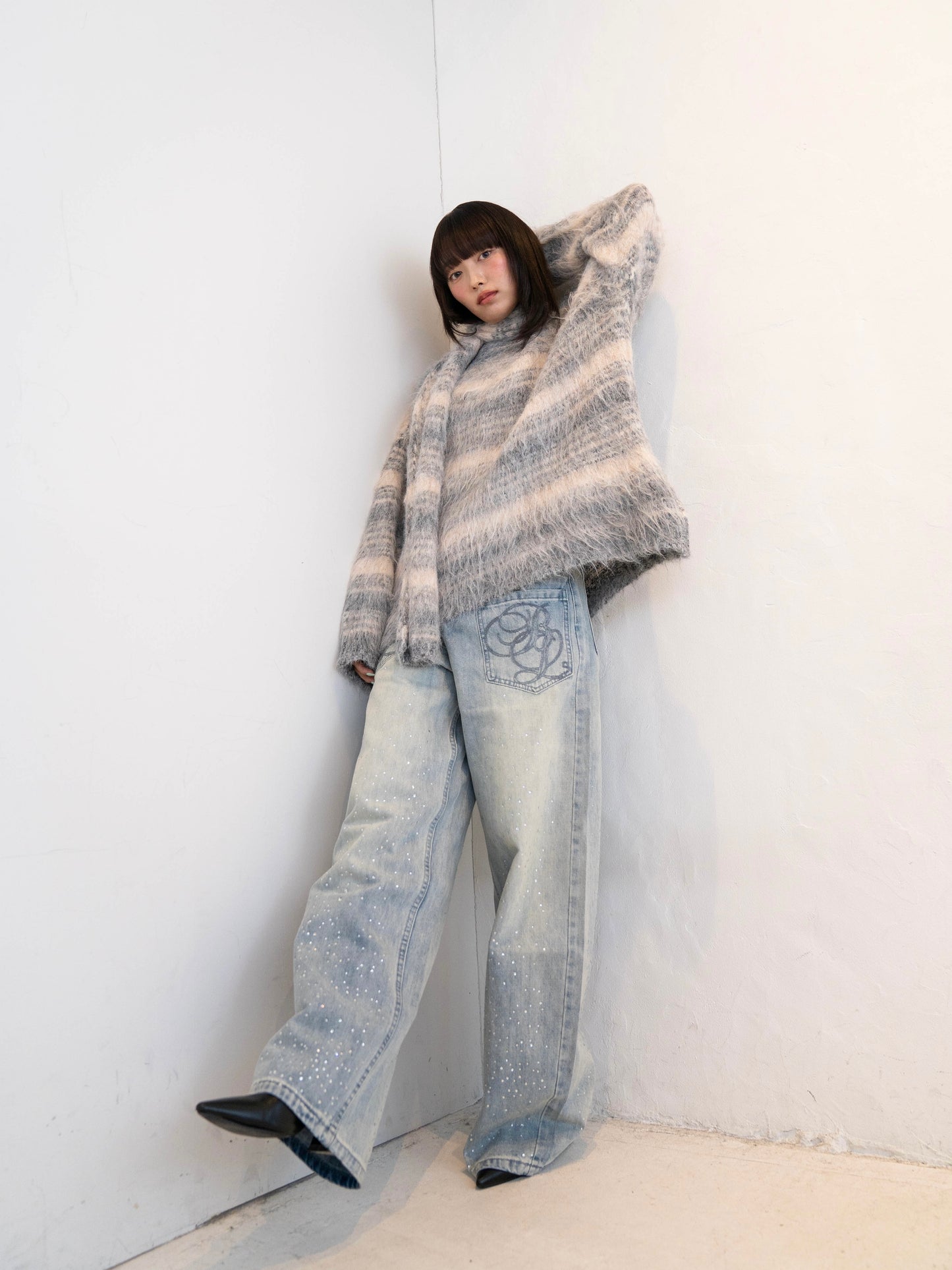 リボンマフラーボーダーニット DPC02005