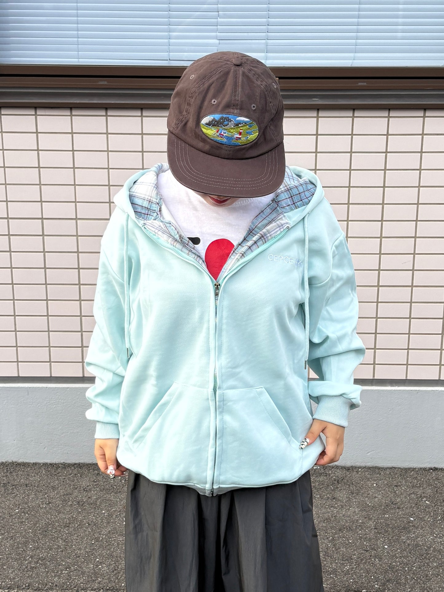 チェックジップパーカー DPB97009