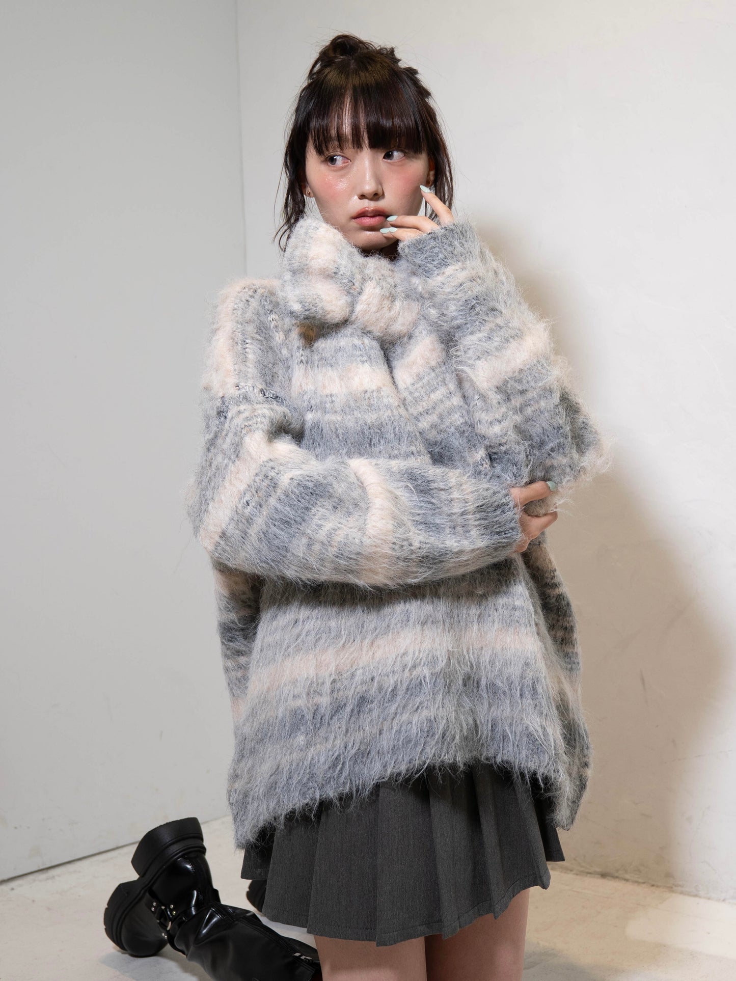 リボンマフラーボーダーニット DPC02005