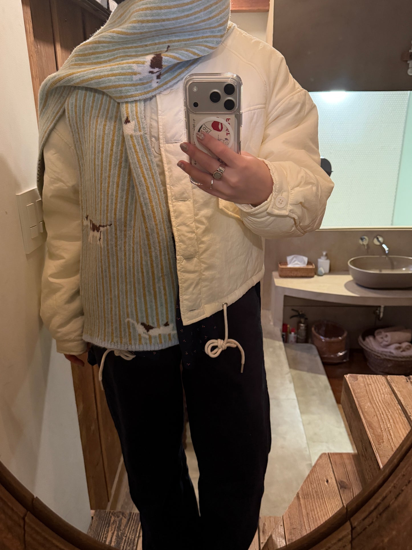 ドッグイラストストライプマフラー DPB78224