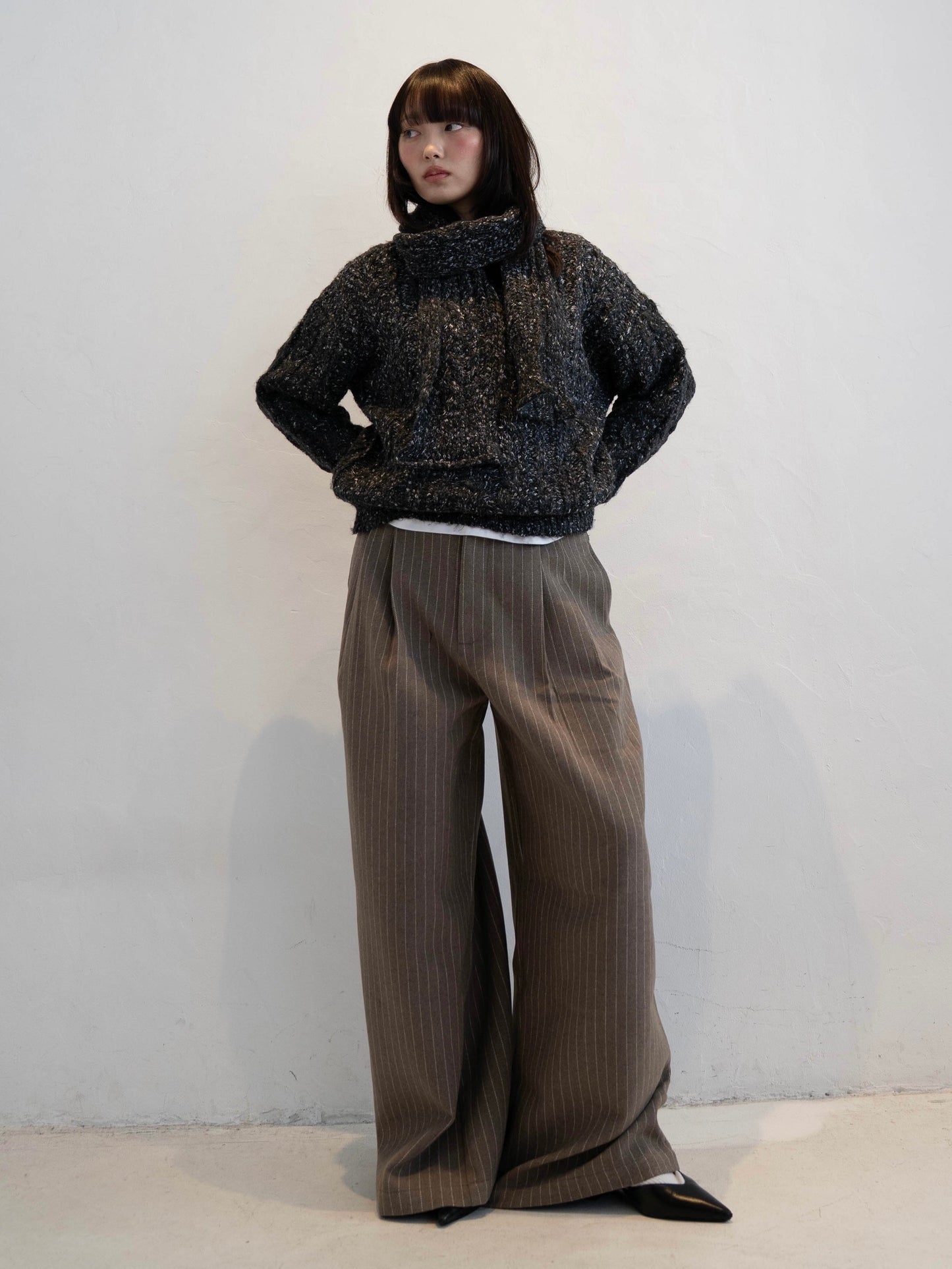 マフラー付きマーブルニット DPC02002