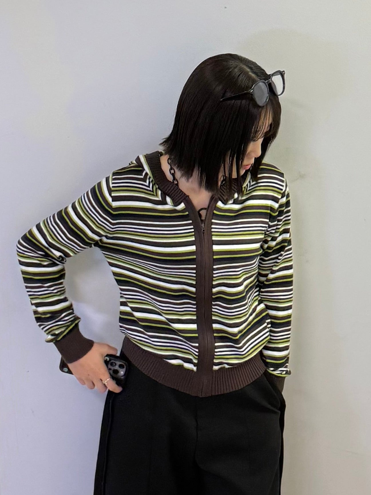 ストライプジップニット DPB93064