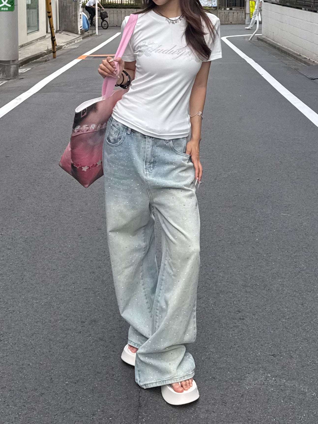 ラメストレートデニムパンツ DPB86071