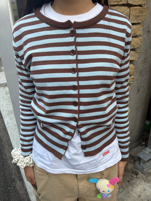 ストライプニットカーディガン DPB92085