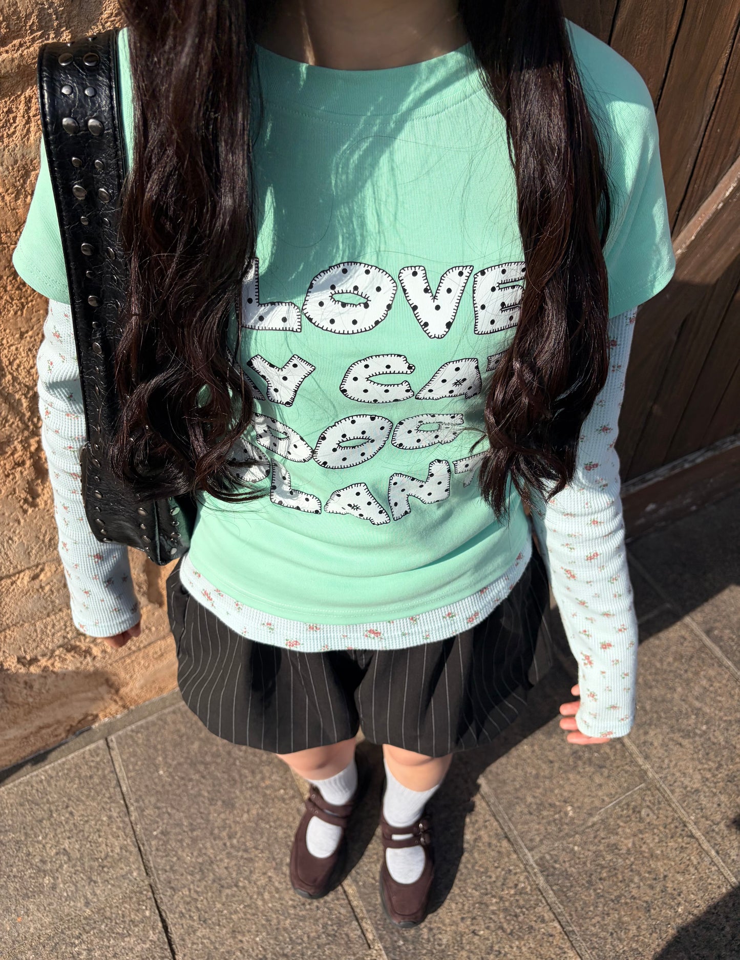 スタッズレザーハンドバッグ DPB92107