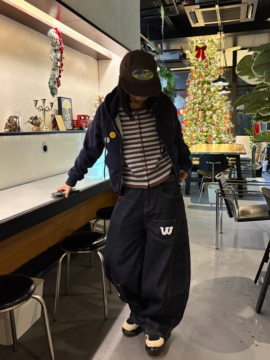 レタープリントシミターデニムパンツ DPB99002