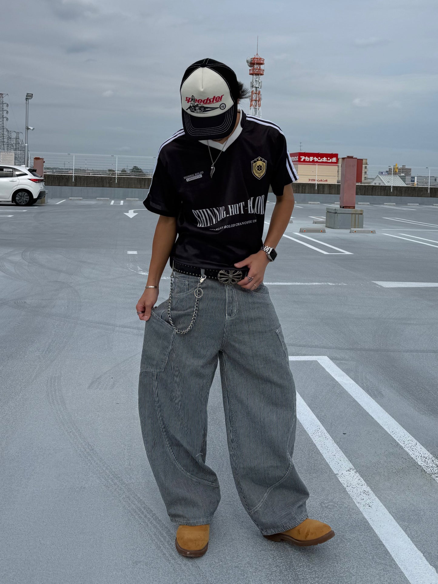 ストライプワイドデニムパンツ DPB90083