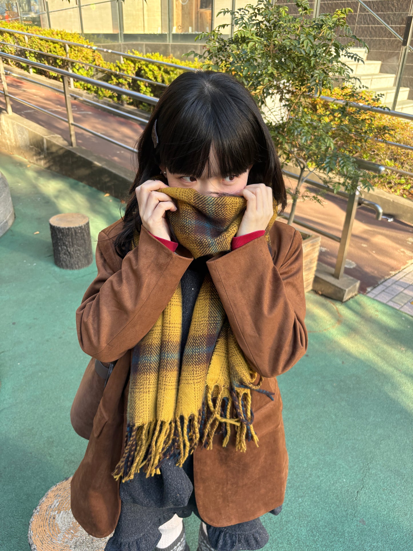 イエローチェックマフラー DPA43729