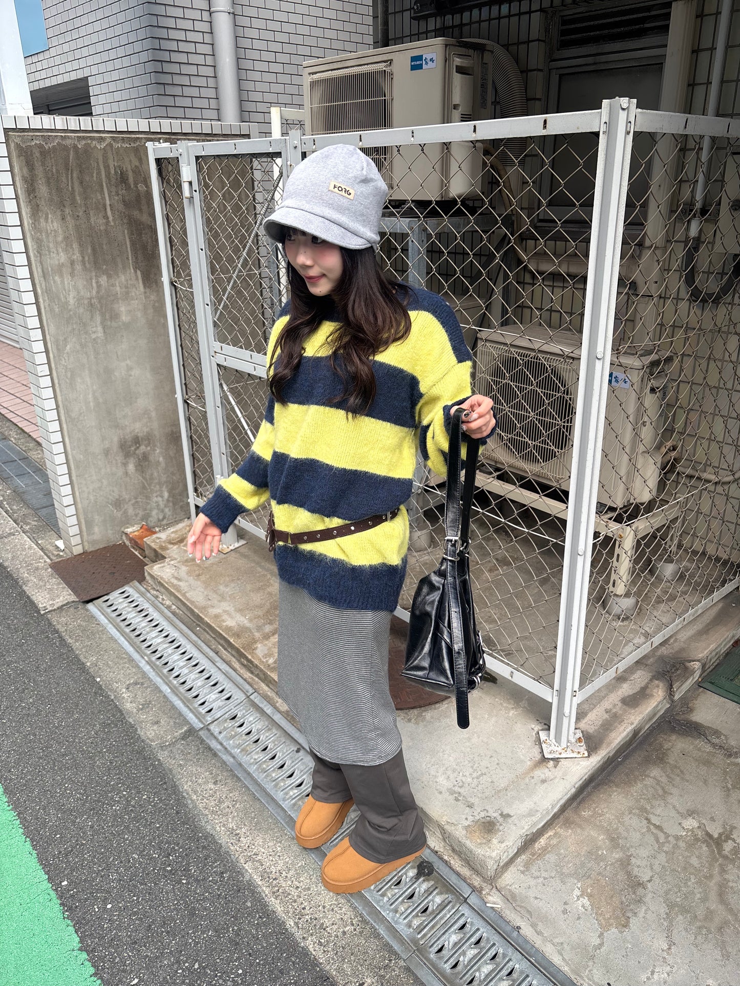 ストライプレイヤードスカートパンツ DPB89143