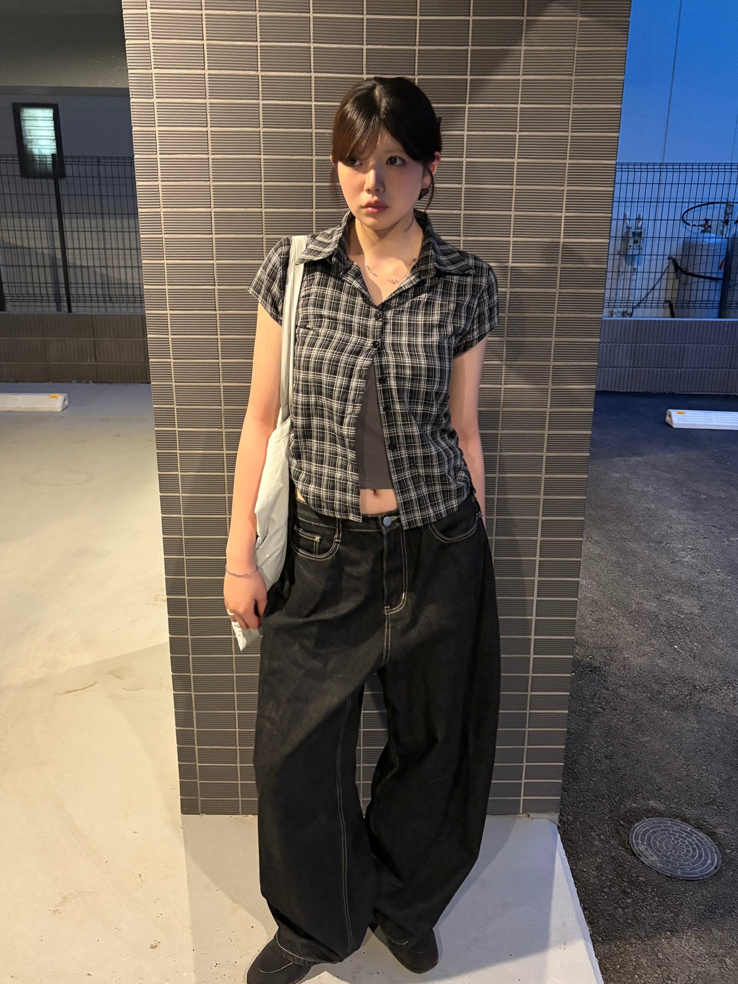 ドローストリングショートチェックシャツ DPC08050