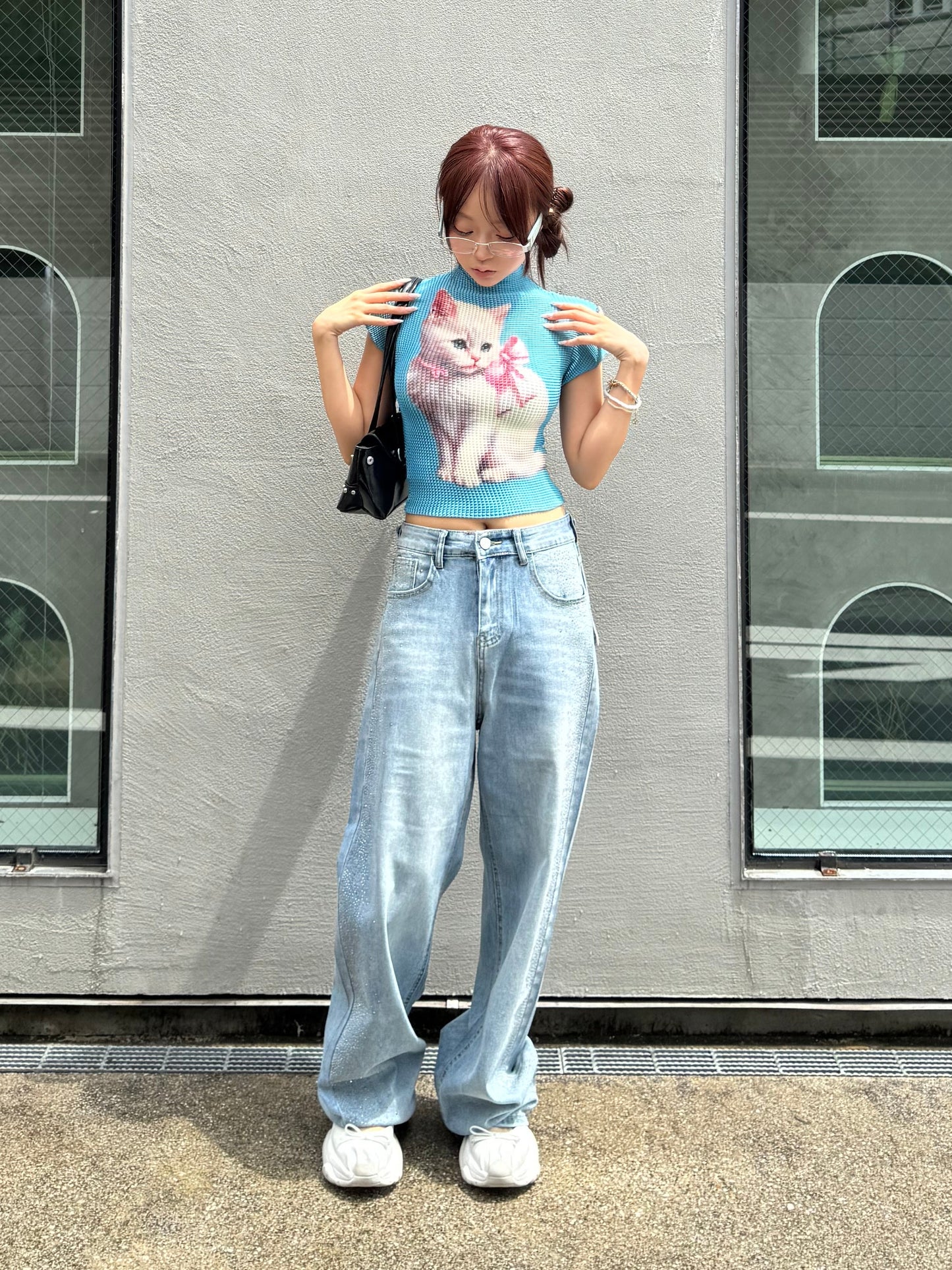 バックリボンストーンデニムパンツ DPB86305