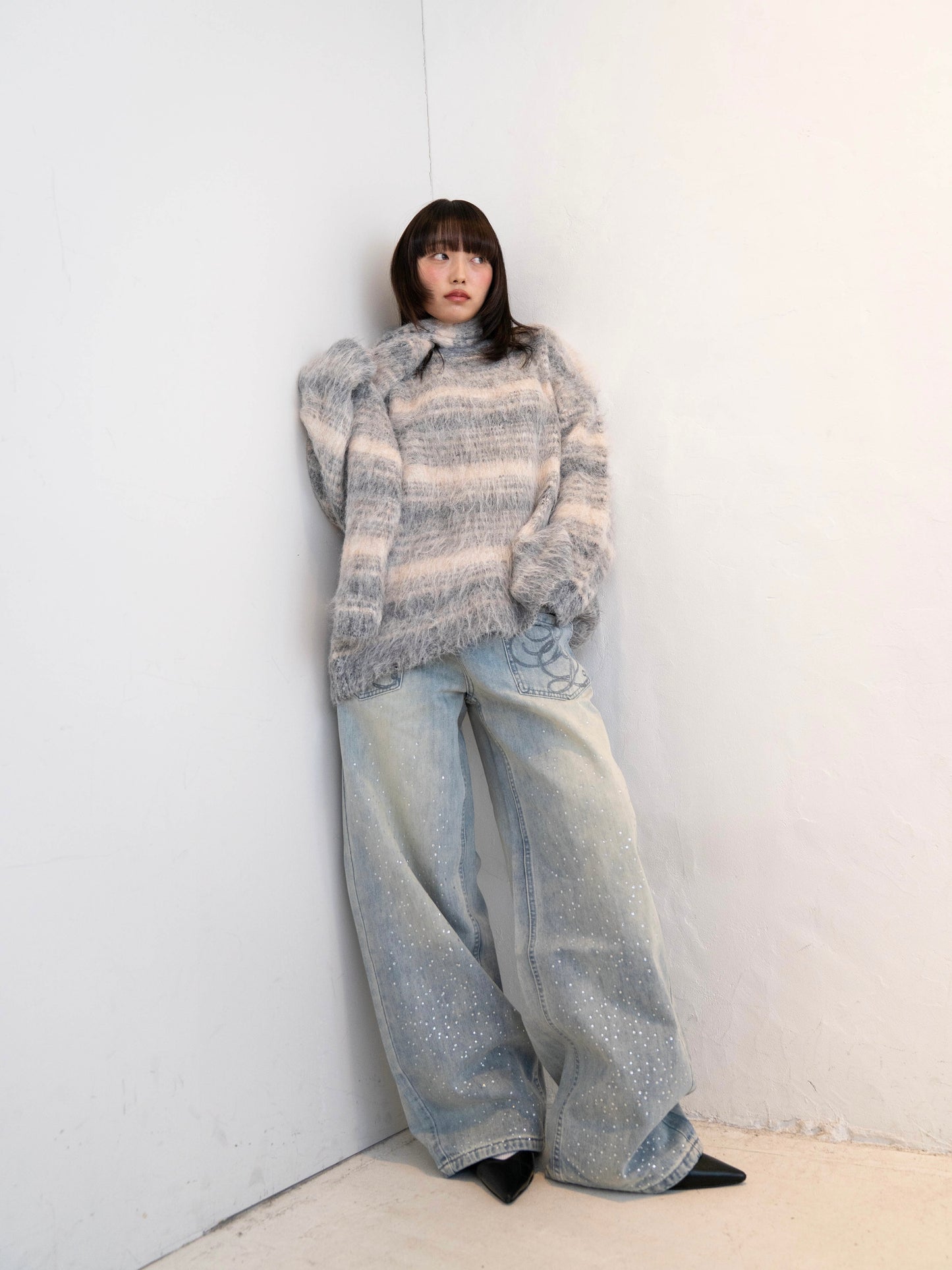 リボンマフラーボーダーニット DPC02005