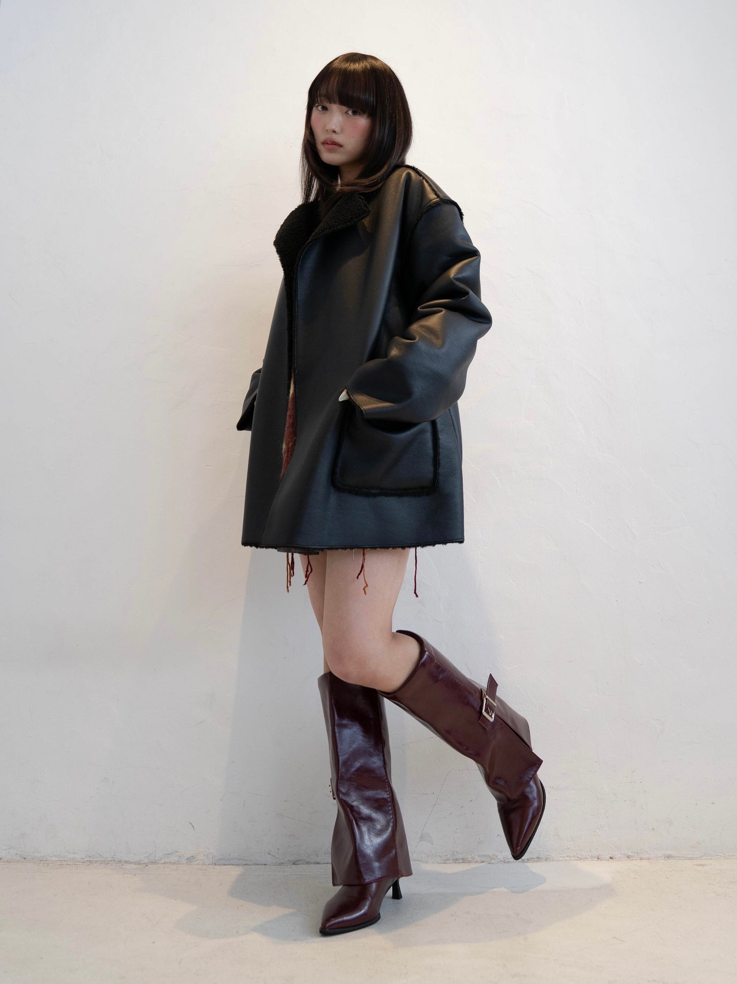 ポイントボアフェイクレザージャケット DPC02010