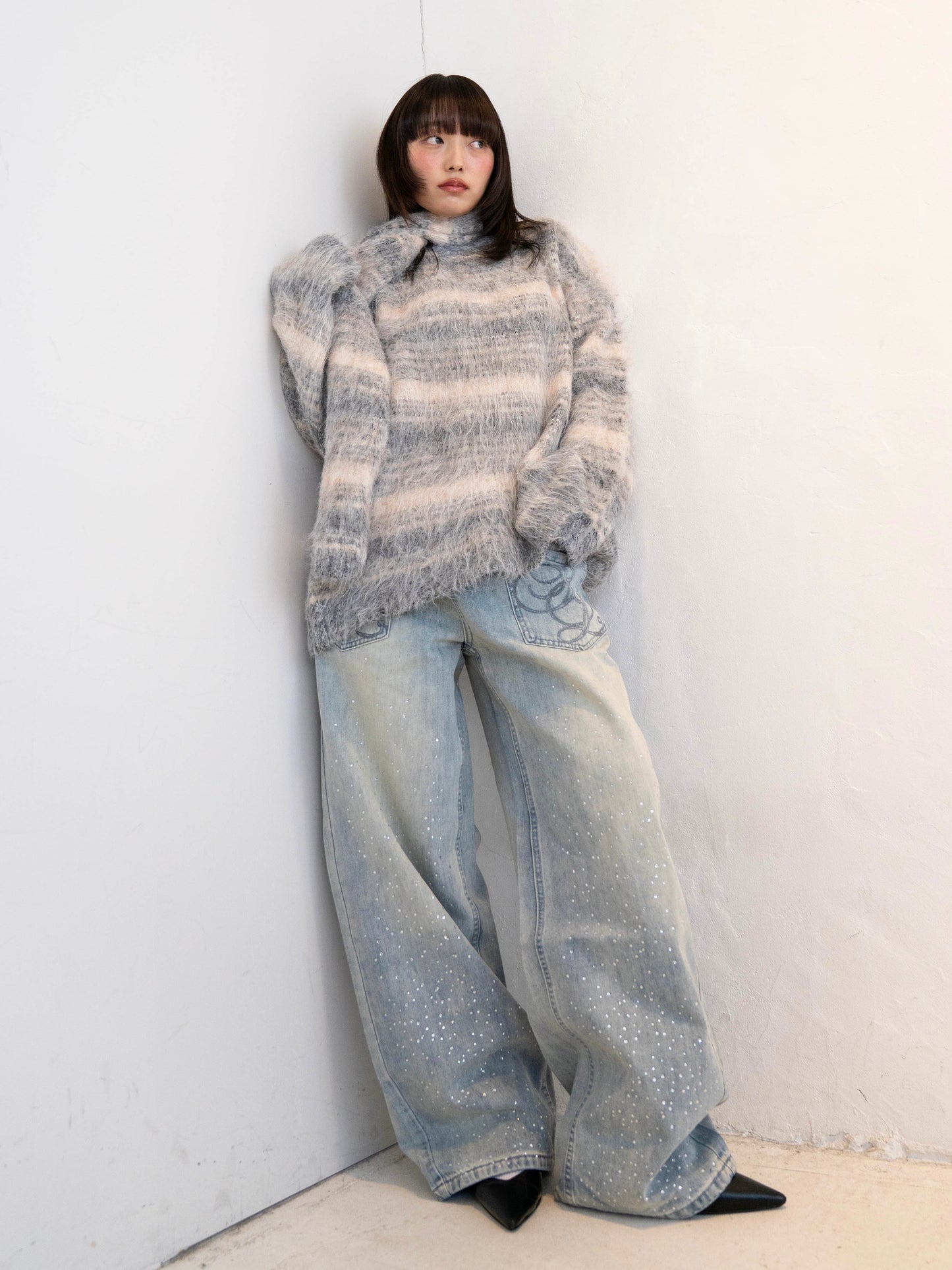 ラメストレートデニムパンツ DPC02014