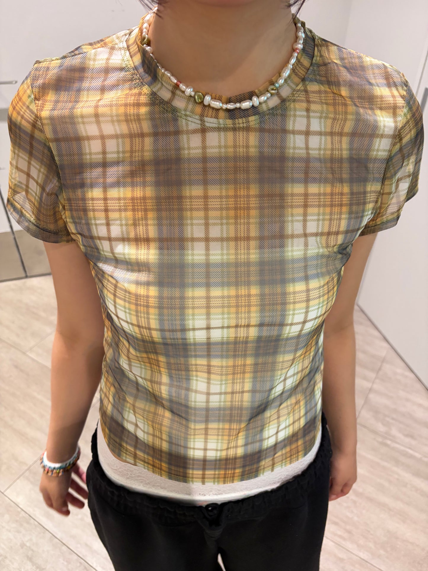 イエローチェックシアーカットソー DPB92168