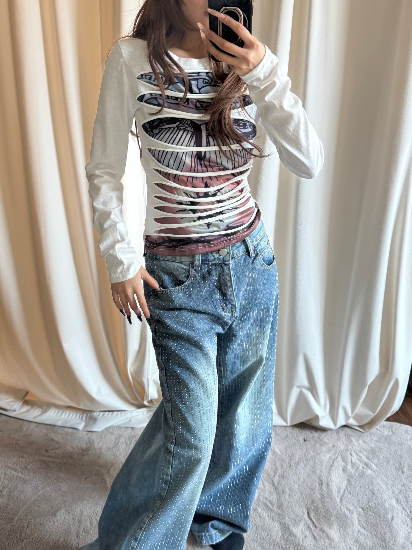 グリッターストーンデニムパンツ DPB86207