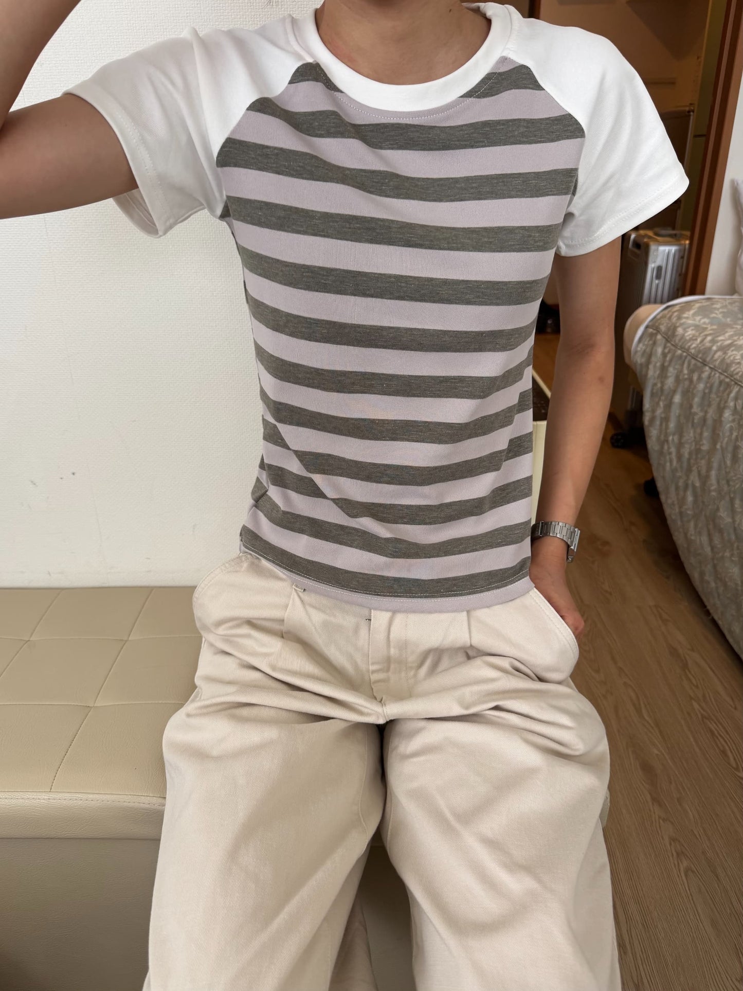 ボーダーラグランスリーブTシャツ DPC07048