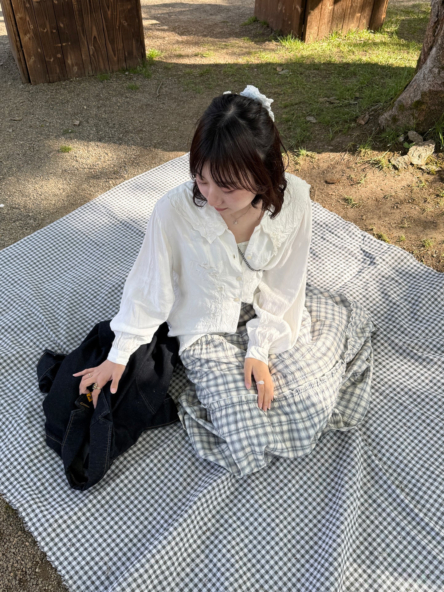 シフォンチェックフリルスカート DPC03051
