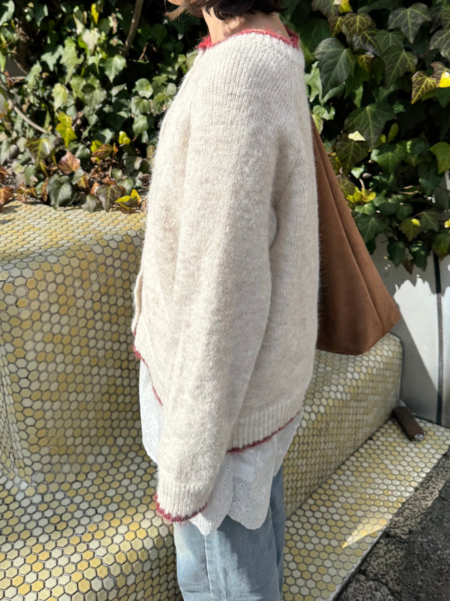 カラフルボタンバイカラーカーディガン DPC03016