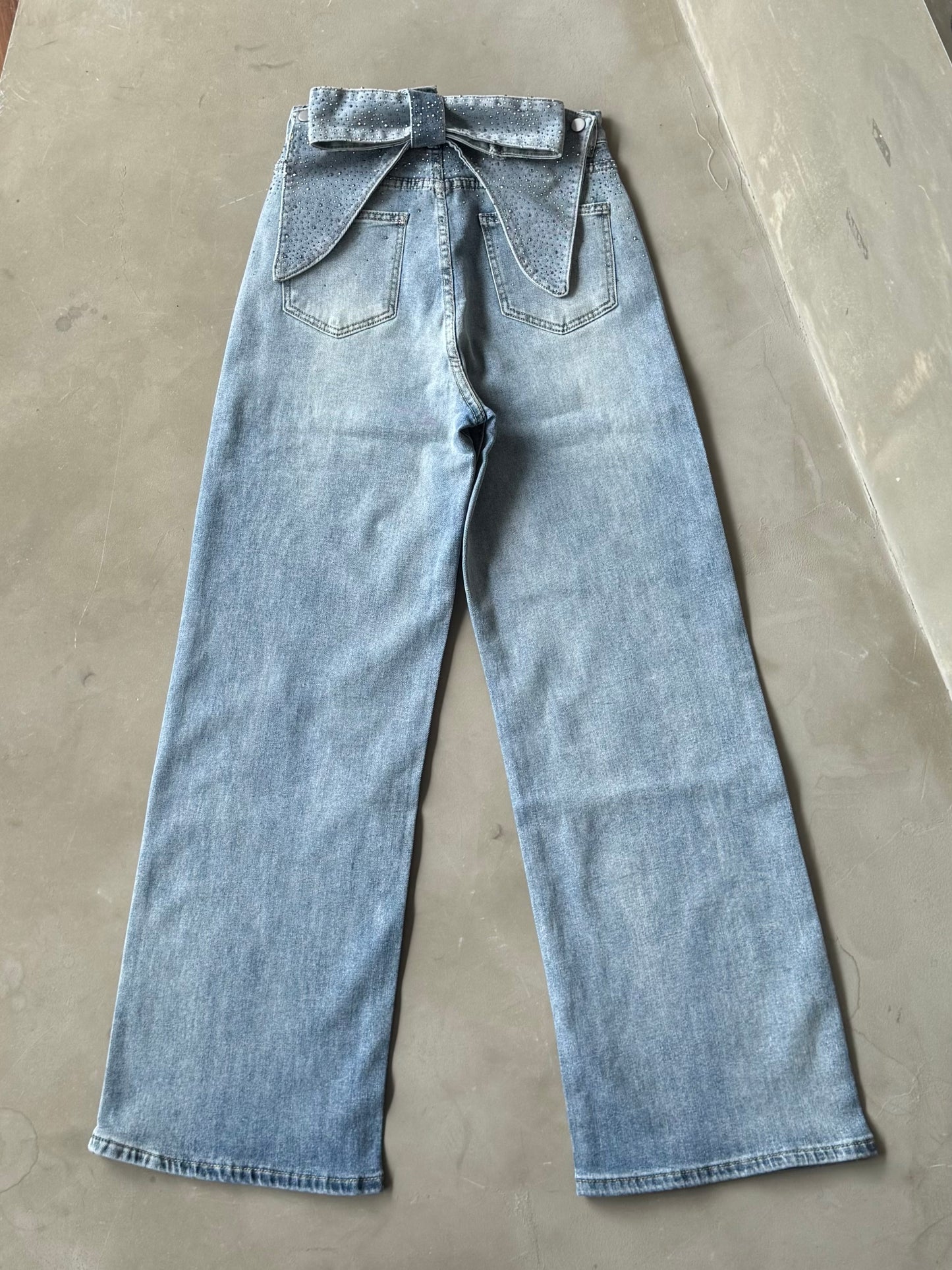 バックリボンストーンデニムパンツ DPB86305