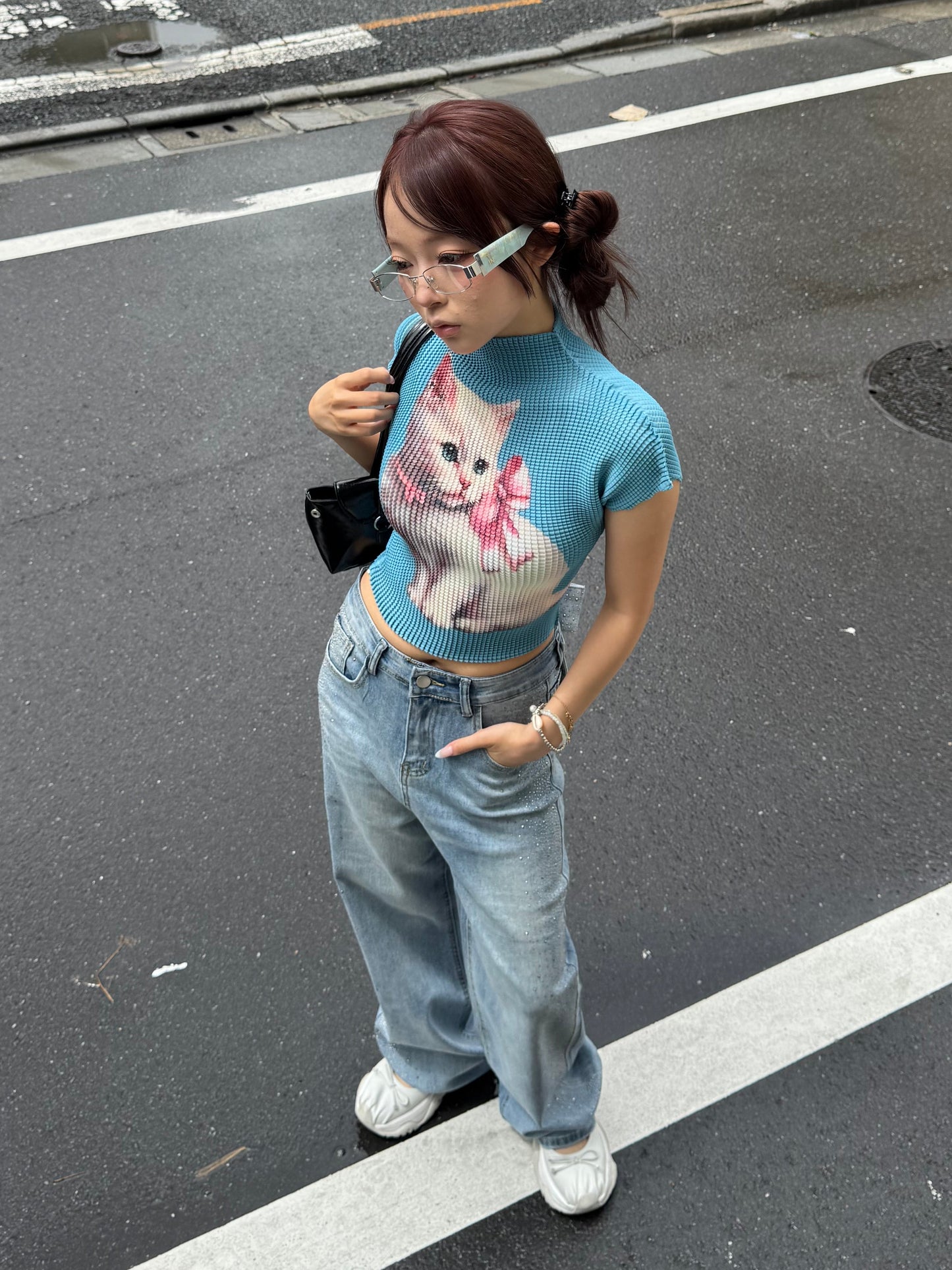 バックリボンストーンデニムパンツ DPB86305
