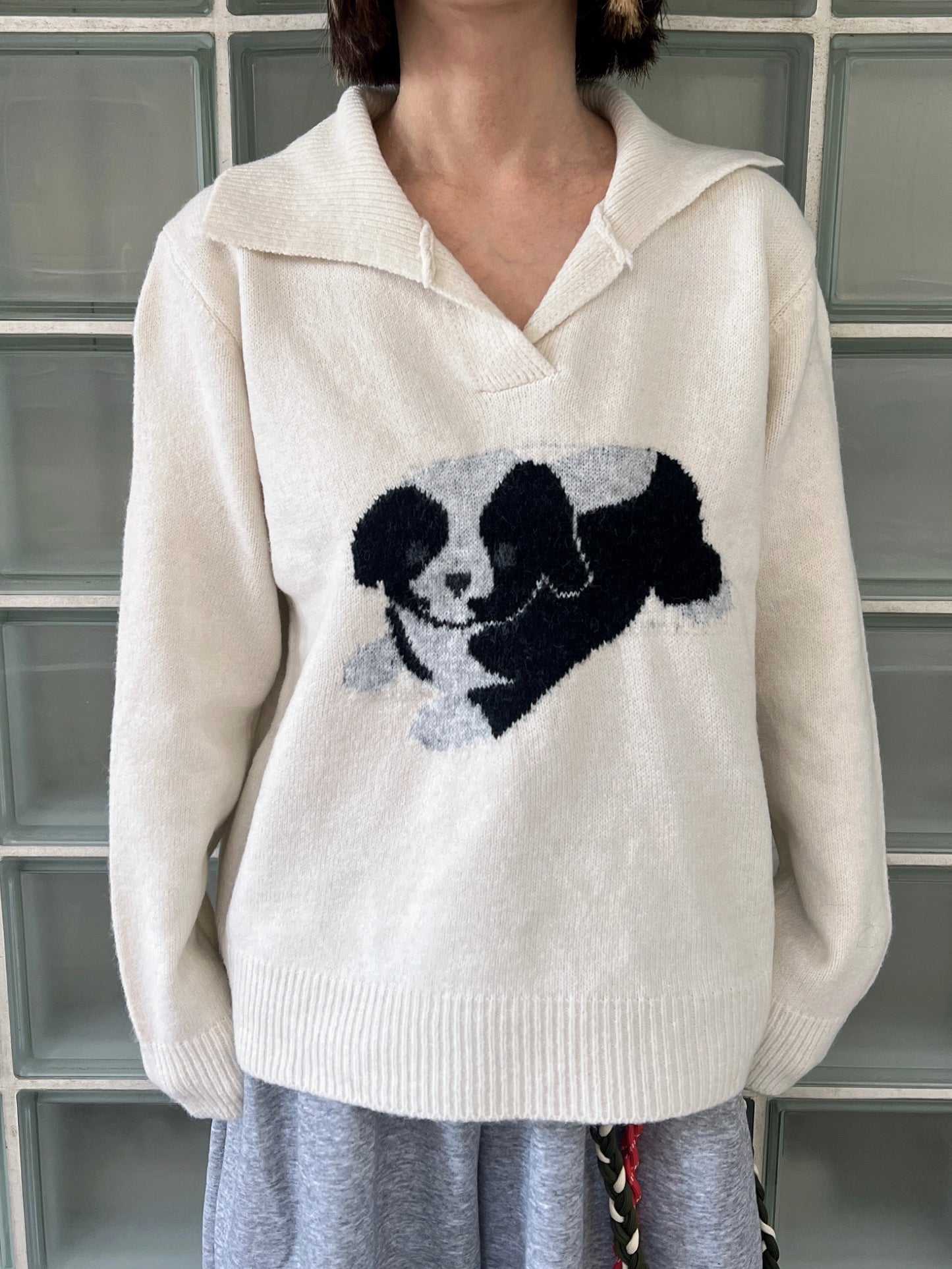 ドッグプリントニットプルオーバー DPB79220