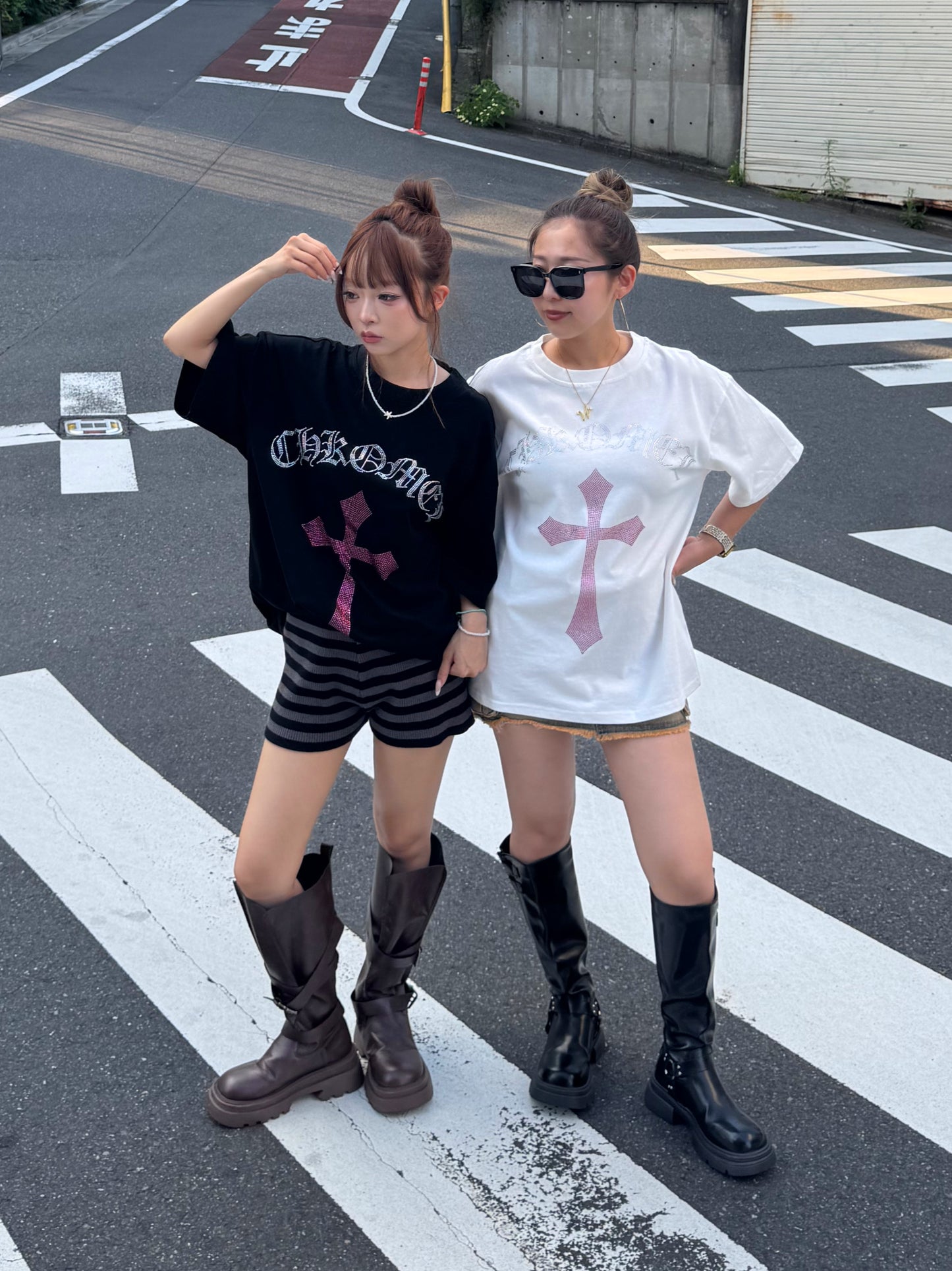 【即納】クロスストーンオーバーサイズTシャツ DPB73666S