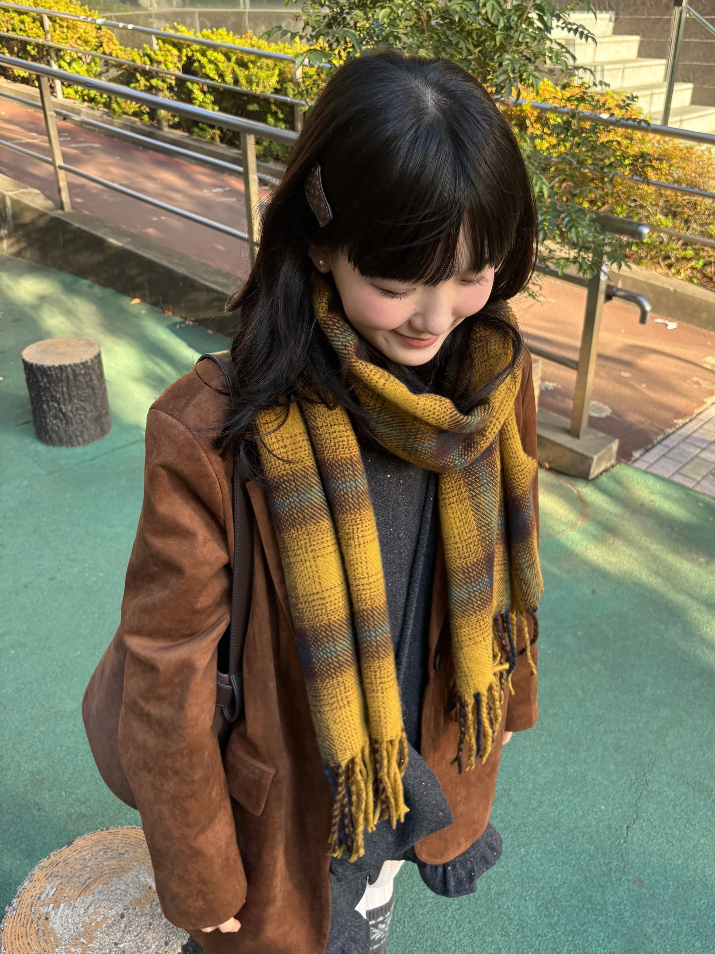 イエローチェックマフラー DPA43729