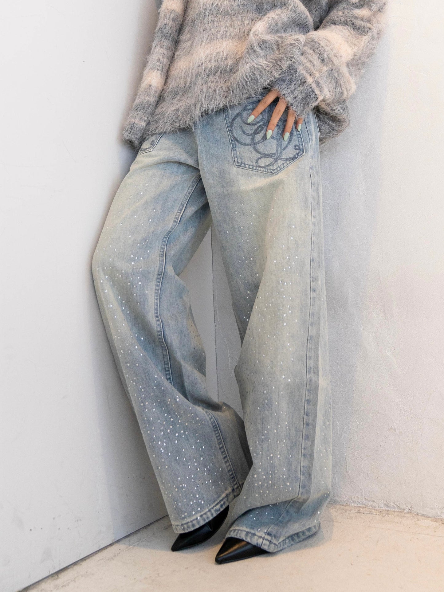 ラメストレートデニムパンツ DPC02014