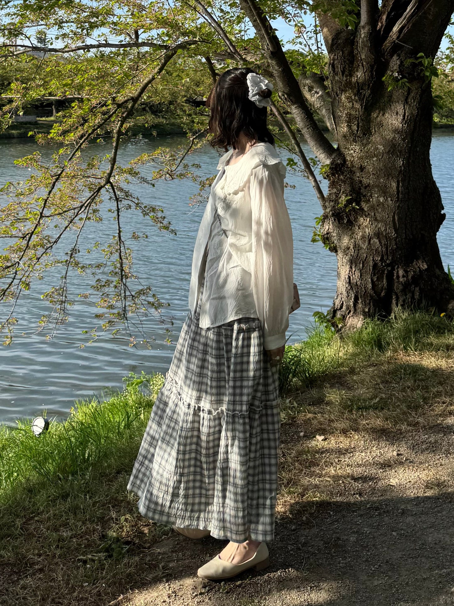 シフォンチェックフリルスカート DPC03051