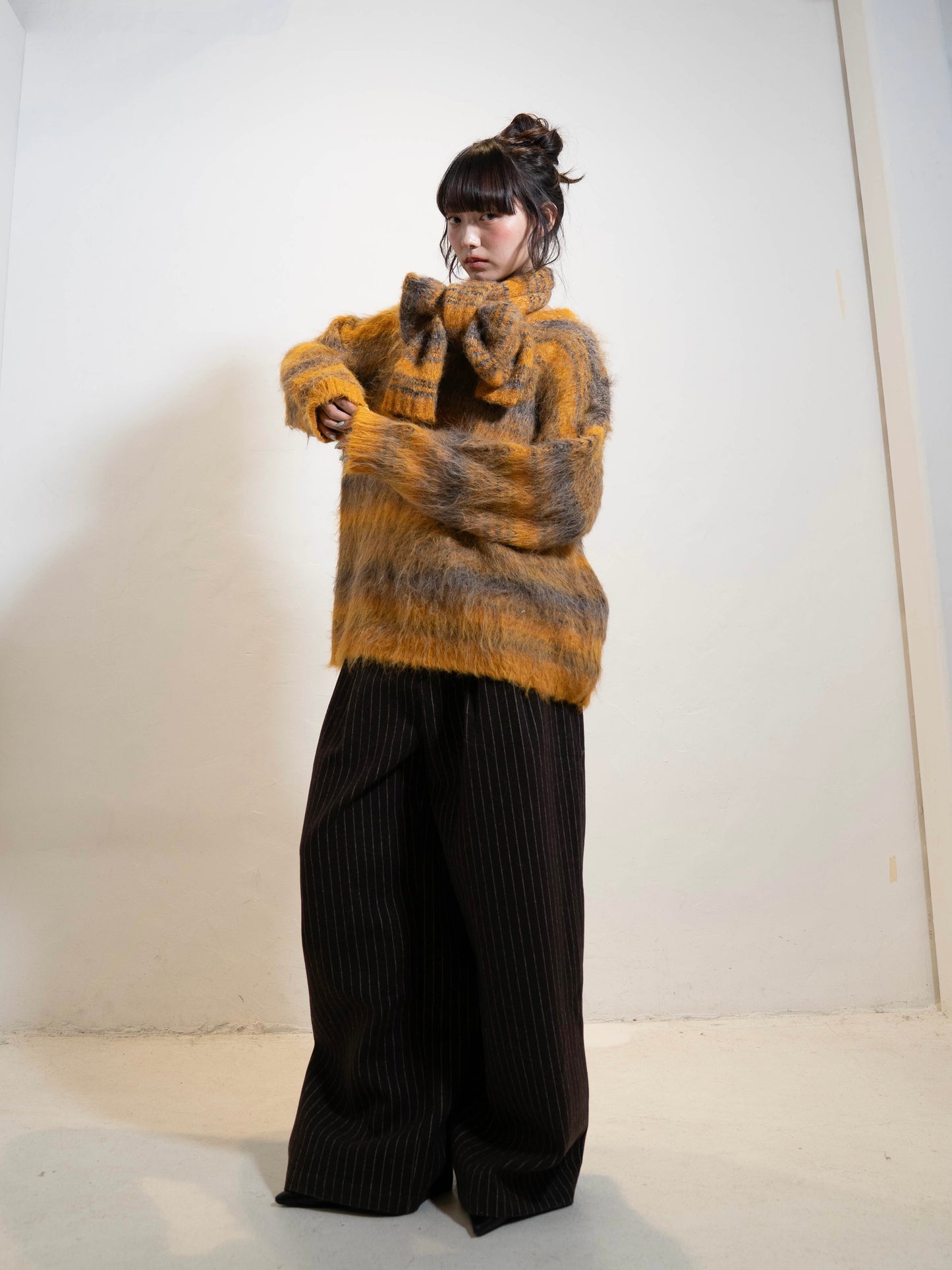 リボンマフラーボーダーニット DPC02005