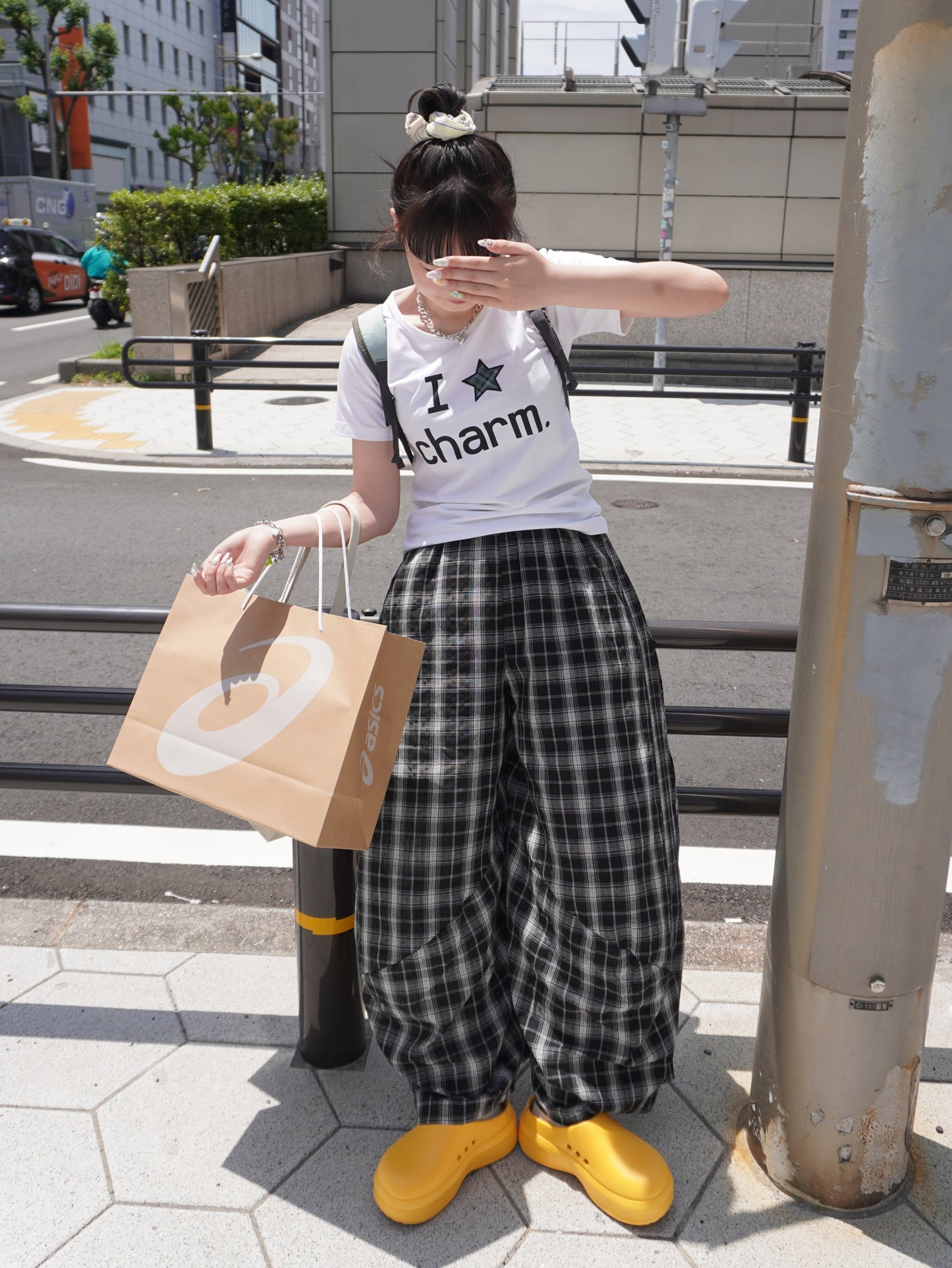 切替デザインチェックワイドパンツ DPB85215