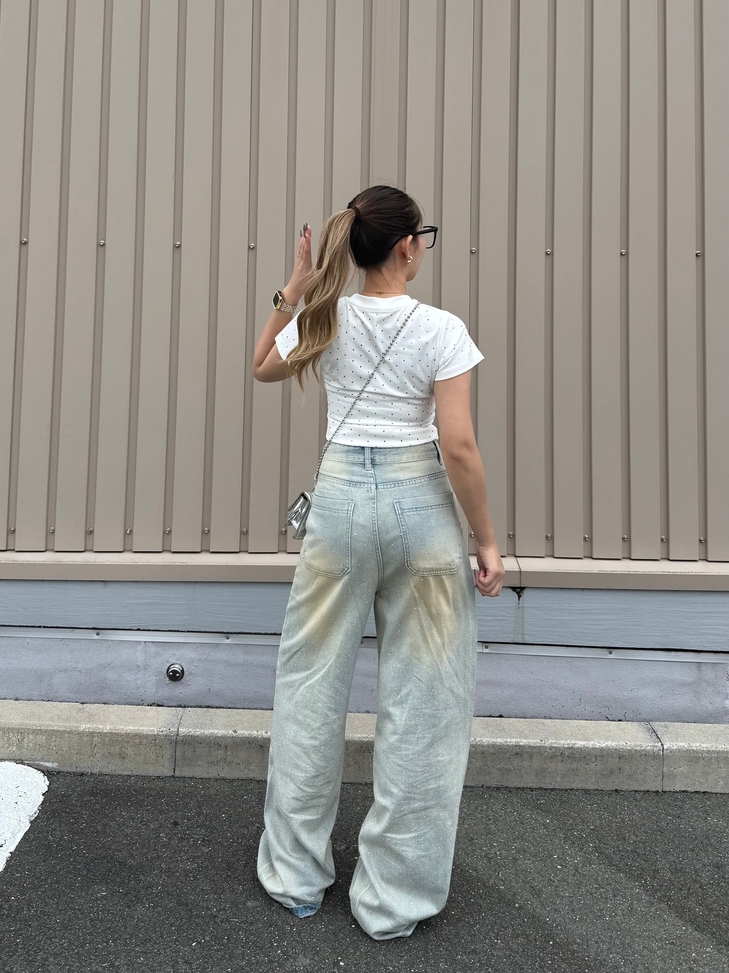 ウォッシュライトラメデニムパンツ DPB73665