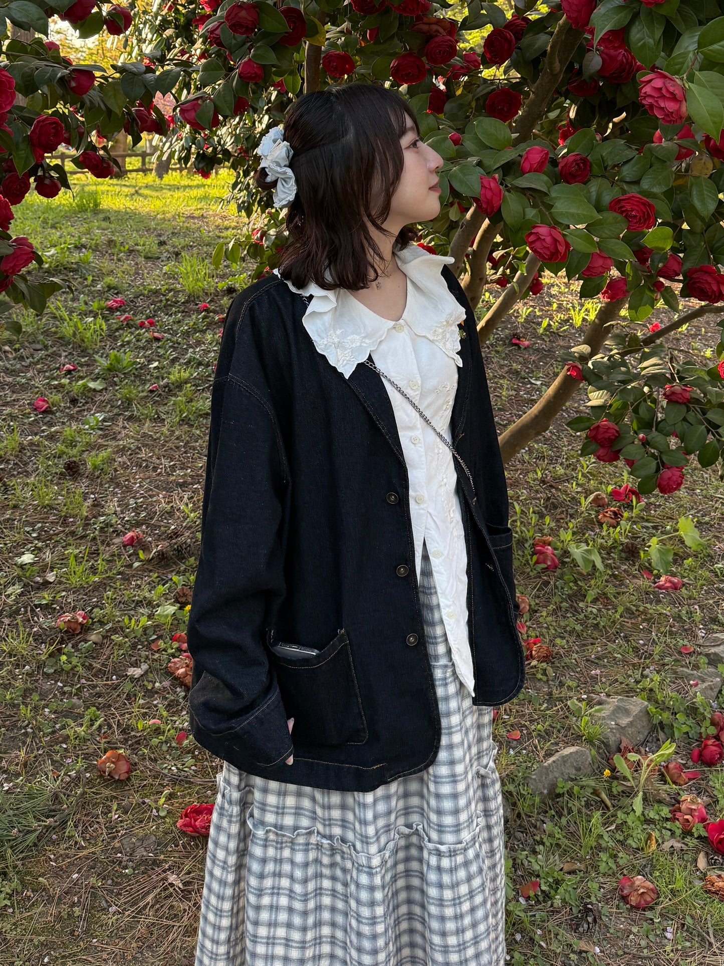 シフォンチェックフリルスカート DPC03051