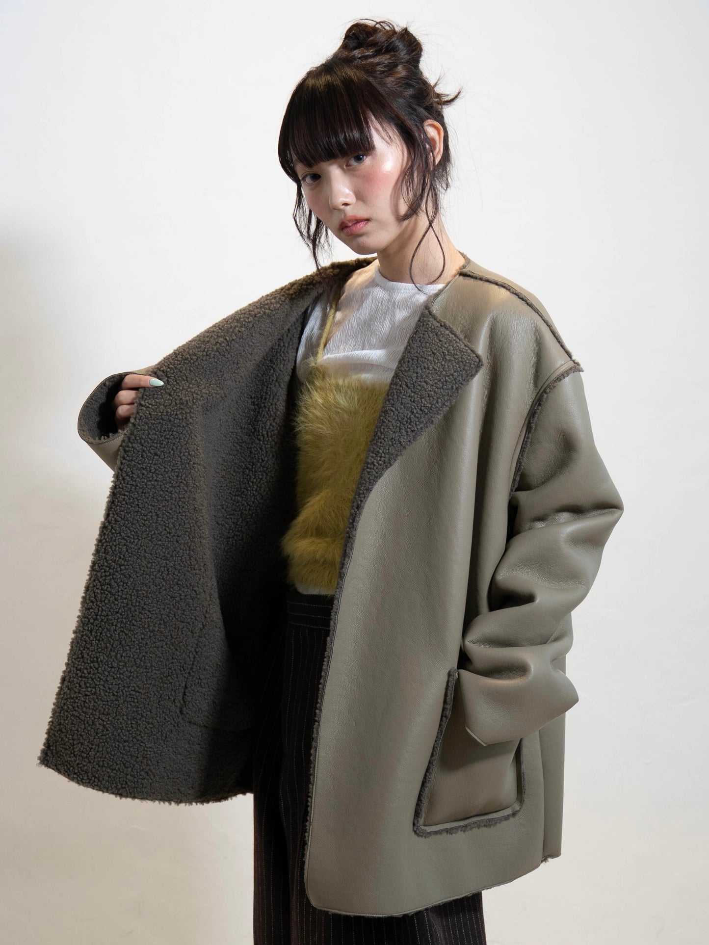 ポイントボアフェイクレザージャケット DPC02010