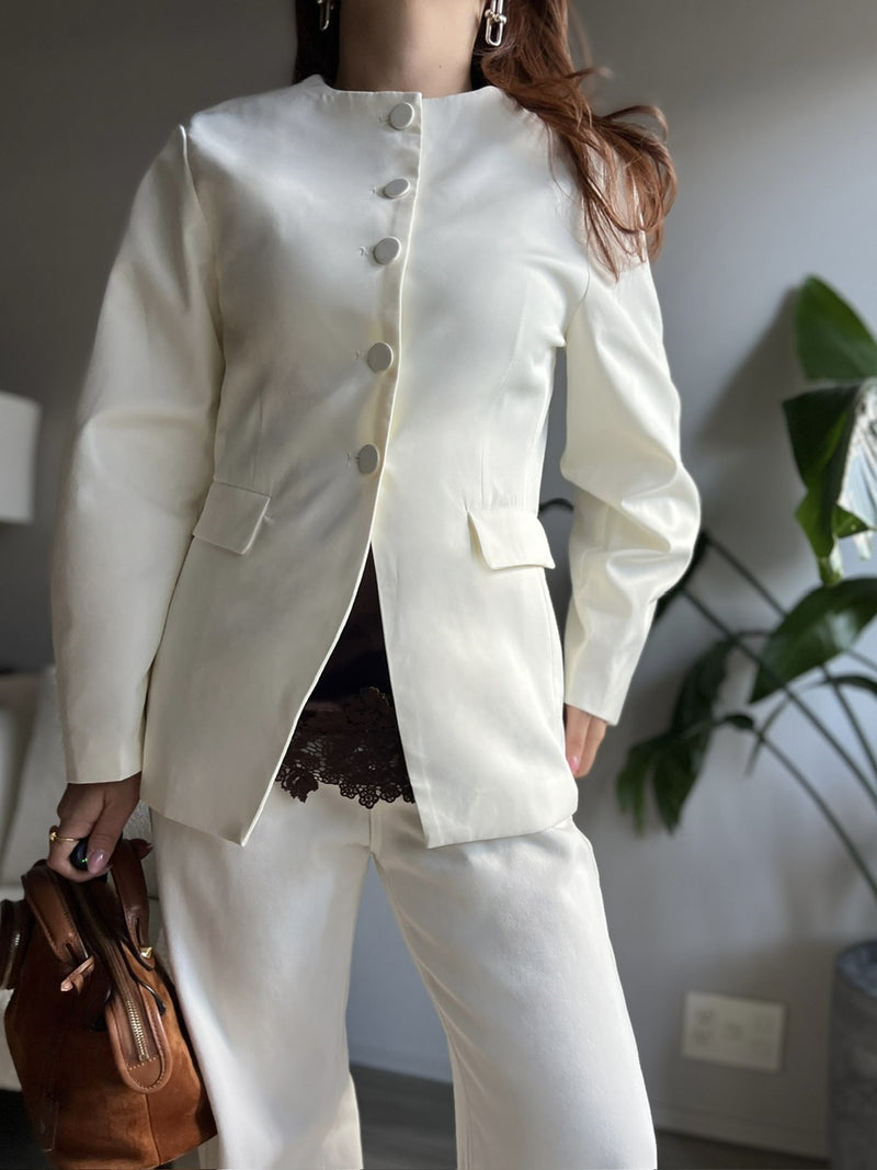 BALMAIN ホワイト ノーカラージャケット ワンピース ノーカラージャケット DPB56376 – CRAMMY