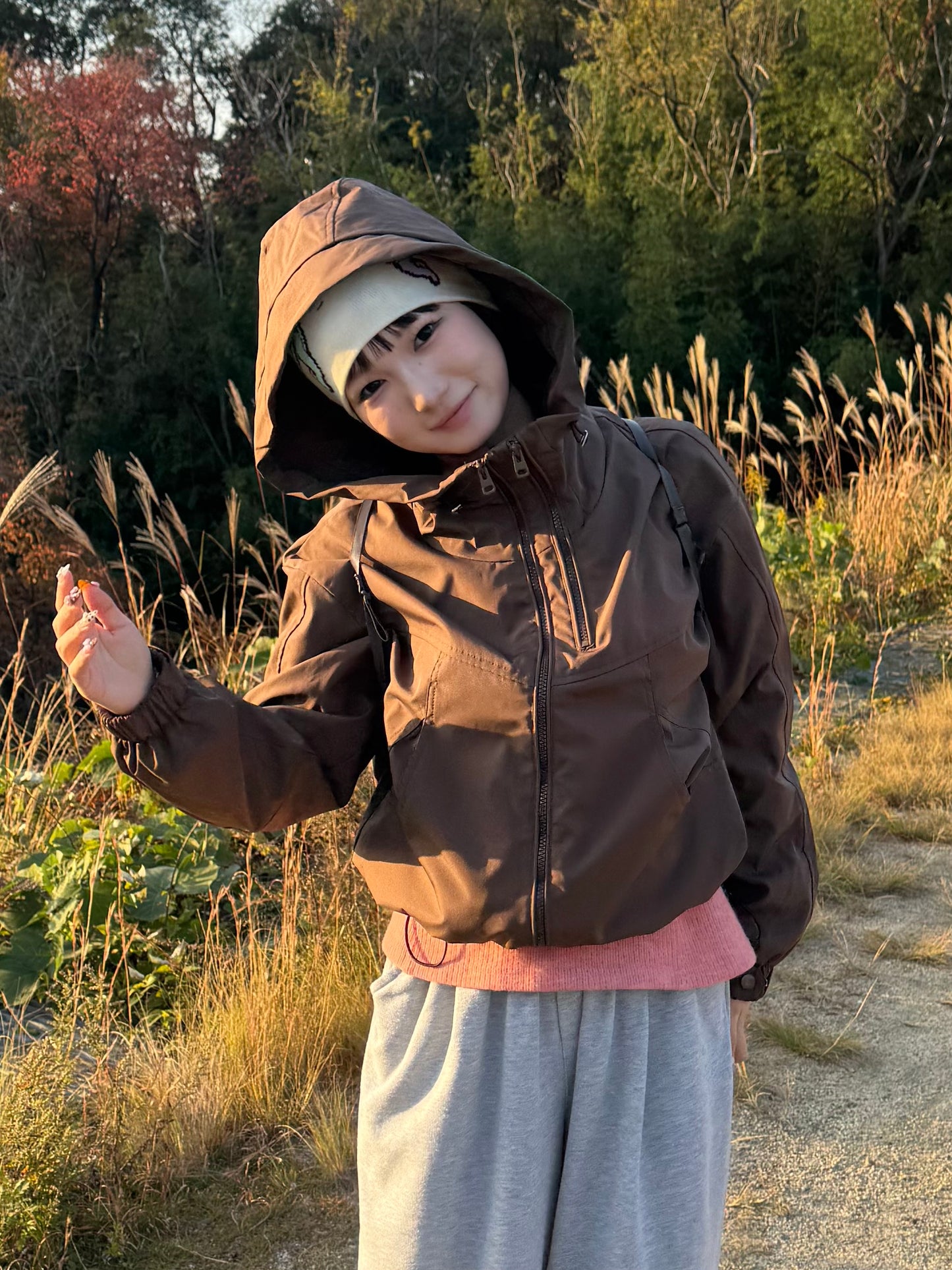 ブラウンナイロンパーカー DPB85371